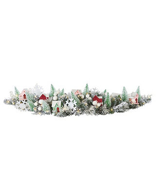 Seasonal 60" Pre-Lit Snowy Cottage Mantel Swag - Macy's | Macy's