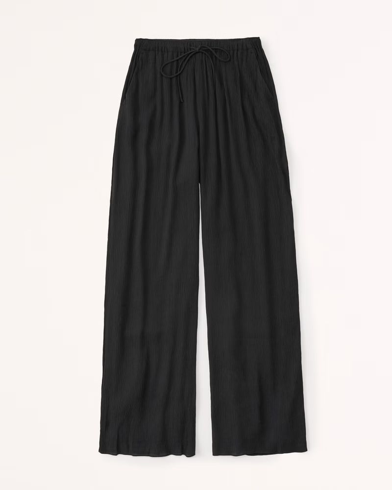 Crinkle Textured Pull-On Wide Leg Pant | Abercrombie & Fitch (US)