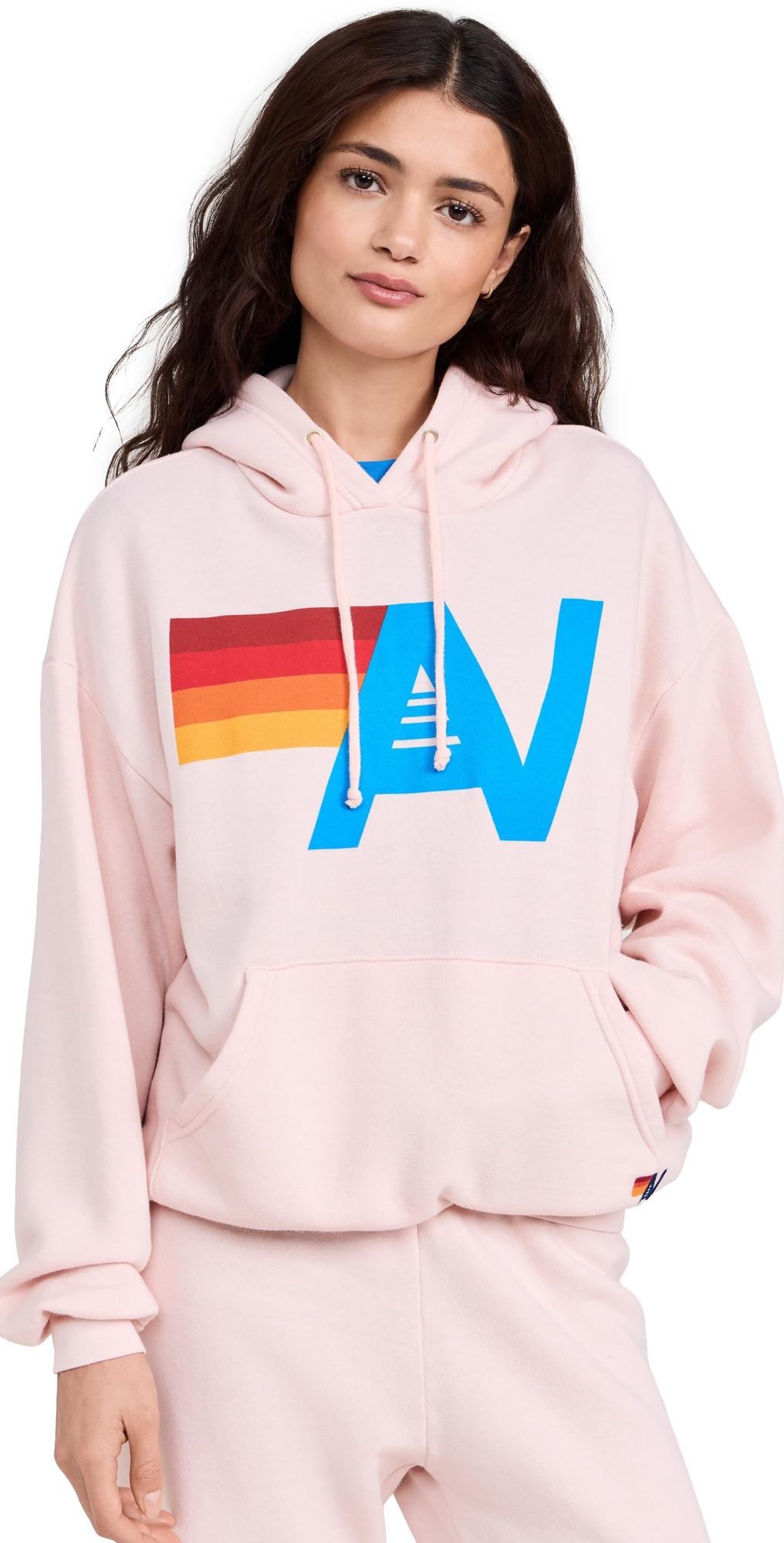 Aviator Nation Logo Pullover Hoodie Light Pink L | Shopbop