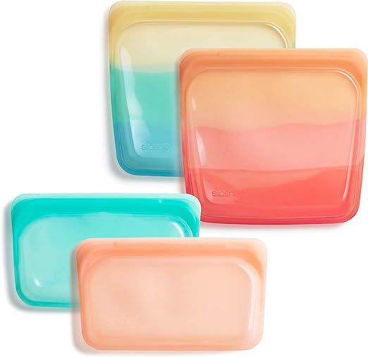 Stasher Silicone Reusable Storage Bag, 4-Pack Lunch/Travel (Endangered Seas) | Food Meal Prep Sto... | Amazon (US)