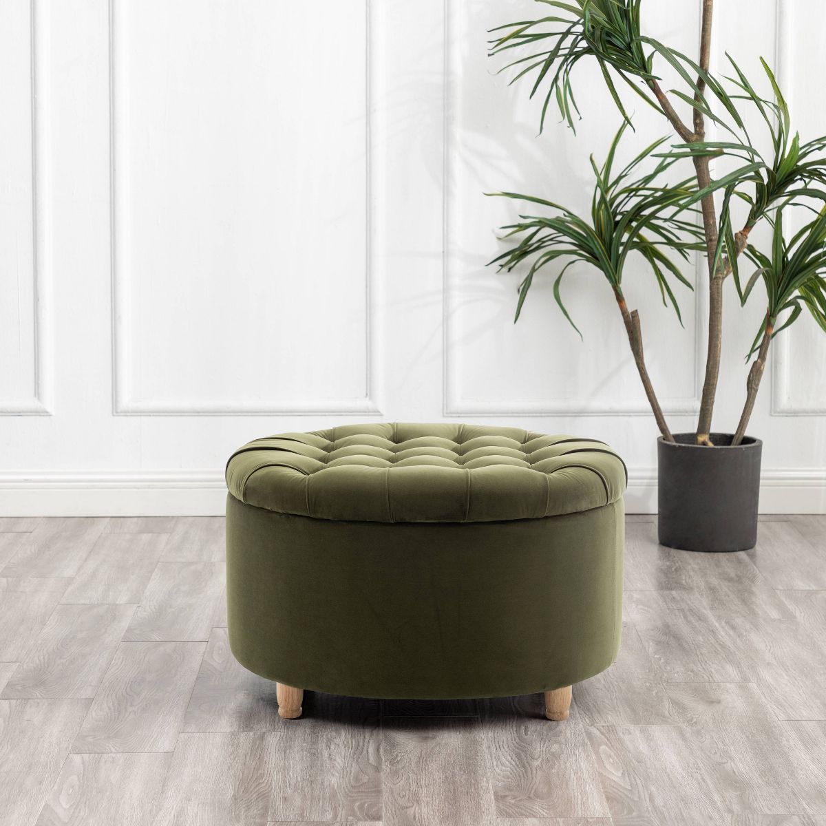 Large Round Tufted Storage Ottoman with Lift Off Lid - WOVENBYRD | Target