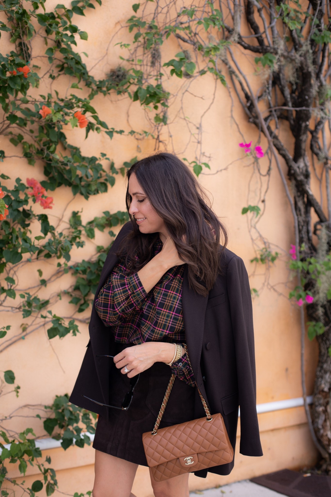 Fall outfit inspo with a chocolate blazer and plaid shirt. Styled with chocolate brown skirt. 

Blazer - size up one size
Top - TTS
Skirt - slightly small 

@bananarepublic @reiss



#LTKOver40 #LTKStyleTip #LTKSeasonal