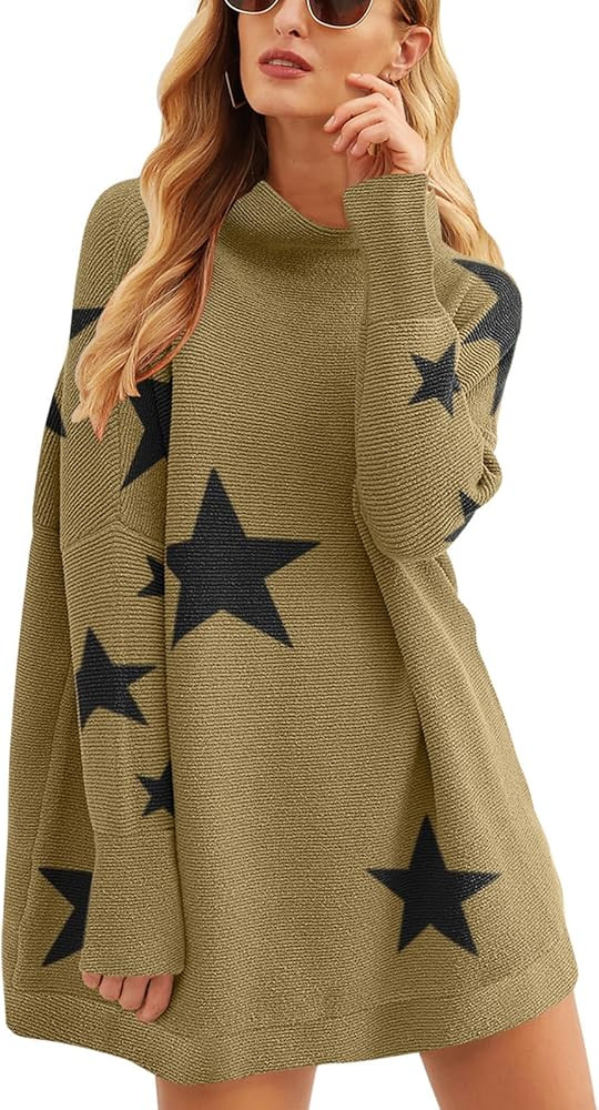 ANRABESS Women Oversized Casual Loose Turtleneck Long Sleeve Slouchy Baggy Knit Tunic Sweaters Pu... | Amazon (US)