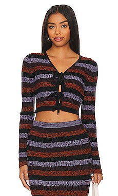 Ganni Sprayed Cropped Cardigan in Multicolor from Revolve.com | Revolve Clothing (Global)