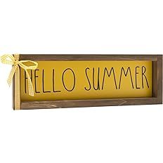 flangairy Summer Decorations For Home Hello Summer Wooden Sign Wall Table Centerpieces Shelf Mant... | Amazon (US)