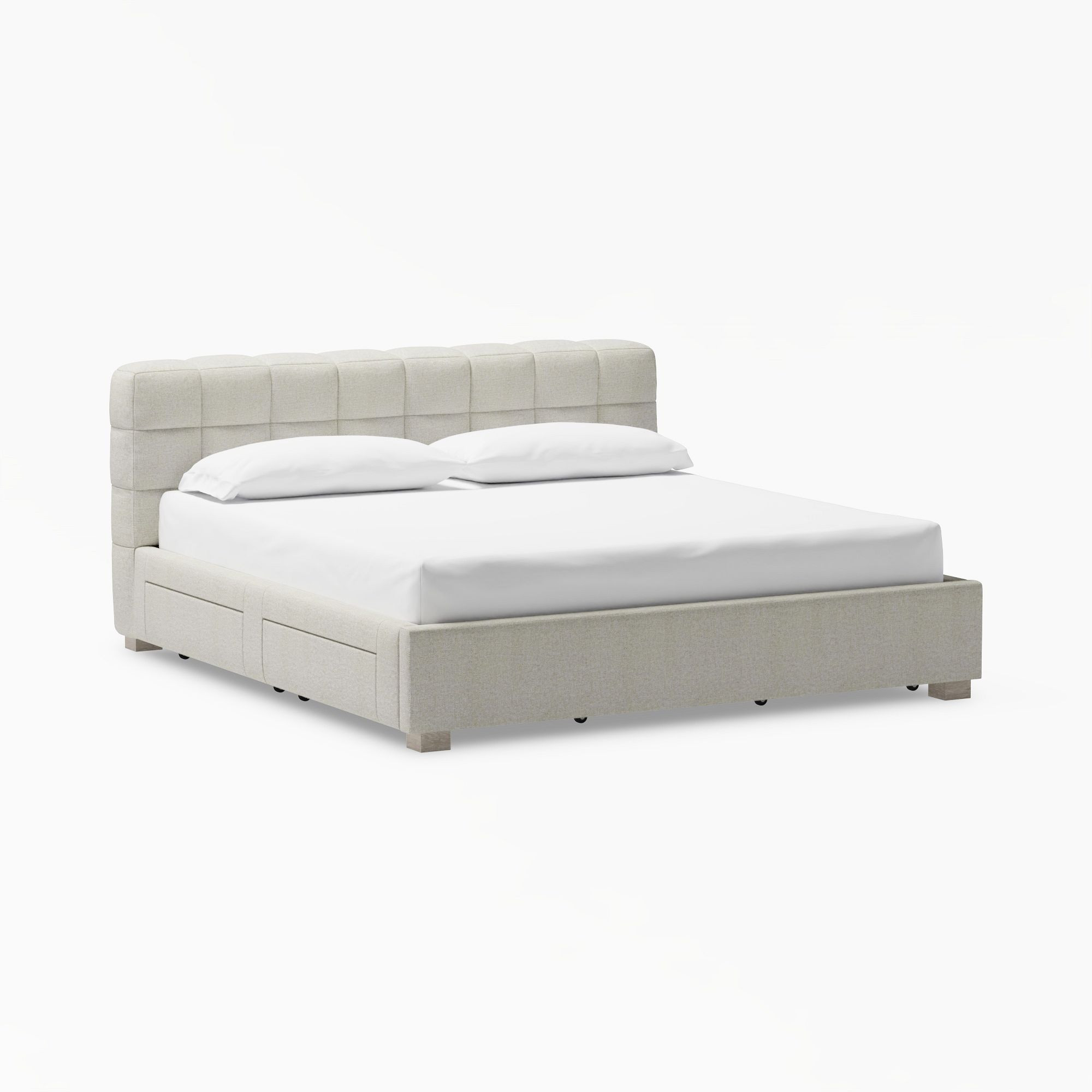Baldwin Storage Bed, King, Performance Heathered Basketweave, Dove | Pottery Barn Teen