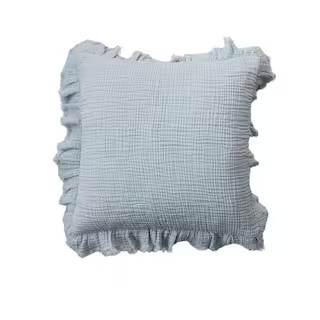 Light Blue Ruffled Trim Polyester 20 in. x 20 in. Throw Pillow | The Home Depot