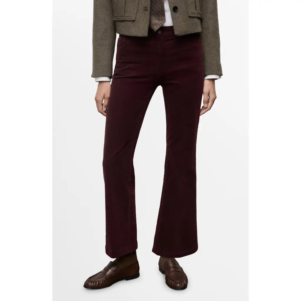 MANGO Bootcut Corduroy Pants in Wine at Nordstrom, Size 12 | Nordstrom