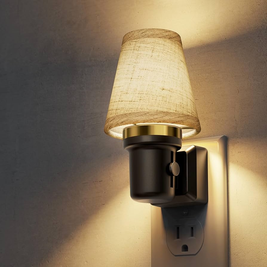 L LOHAS LED Night Lights Plug into Wall, Linen Fabric Round Platform Decor Night Light, Dusk to D... | Amazon (US)