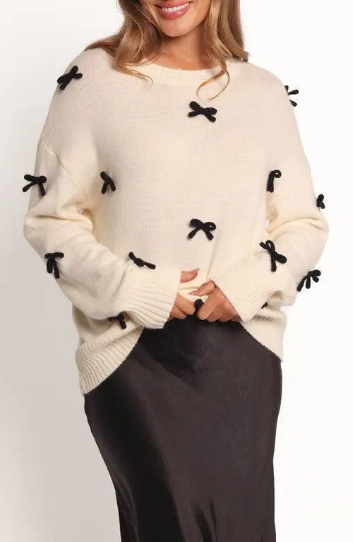 Petal & Pup Voss Bow Sweater in Cream at Nordstrom, Size Small | Nordstrom
