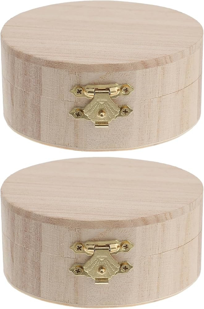 KESYOO 2pcs Diy Wooden Jewelry Box, Round Jewelry Storage Container, Hinged Lid, Khaki, 3. 93 X 3... | Amazon (US)