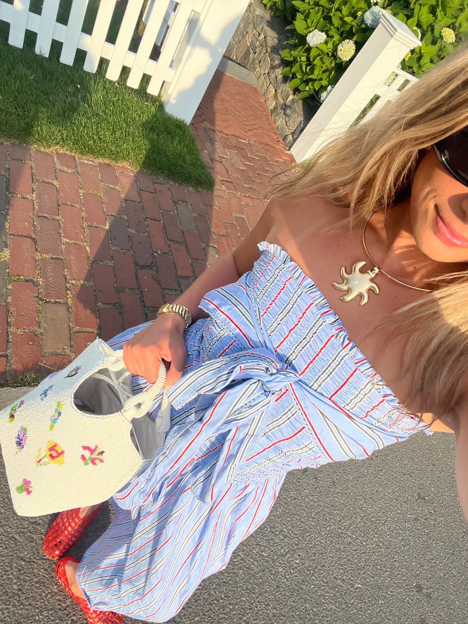 Cutest 4th of July dress 🩵 
So affordable as well! Under $100

bag is staud & necklace is ALV jewels


4th of July outfit / 4th of July dress / Fourth of July outfit / Fourth of July dress / July 4th / summer dress / affordable dress / affordable summer outfit / cheap summer outfit / jelly shoes / gold jewelry / summer jewelry 

#LTKSeasonal #LTKStyleTip #LTKOver40