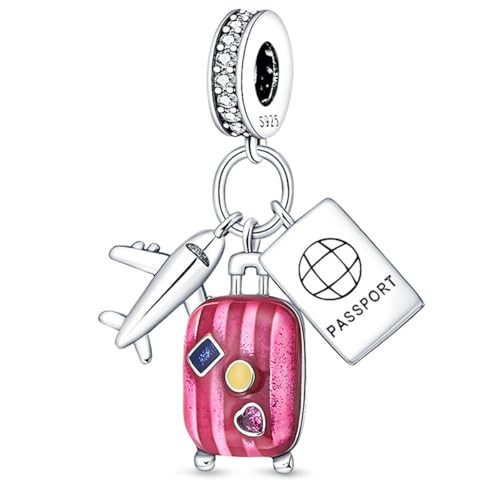 JMDAZZL 925 Sterling Silver Charm For Bracelets Pink Bow Roses Lucky Eyes Moon Charms Bead For Women Jewelry Gifts (Red Tourism) | Amazon (US)