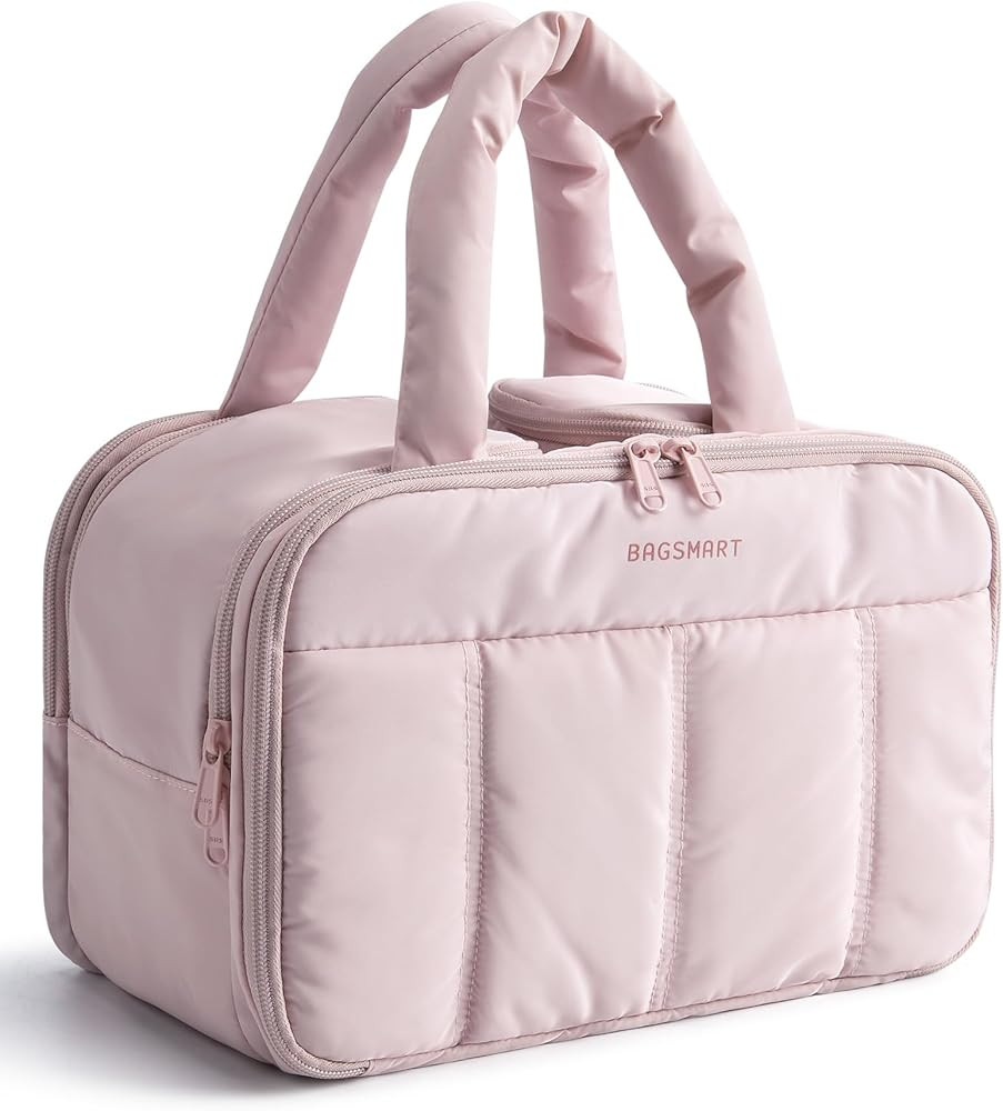 BAGSMART Travel Toiletry Bag, Puffy Large Toiletry Bag for Women, Lightweight Cosmetic Makeup Bag... | Amazon (US)