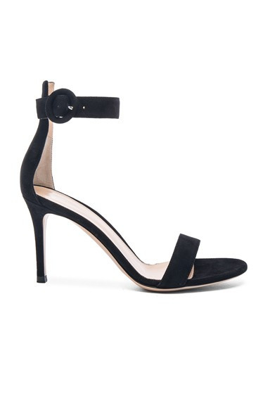 Gianvito Rossi Suede Portofino Heels in Black | FWRD 