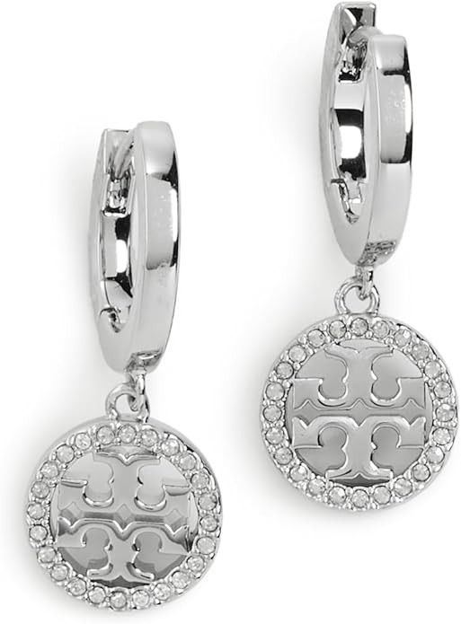 Tory Burch Women's Miller Pave Huggie Hoop Earrings | Amazon (US)