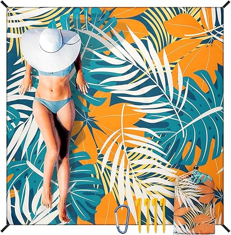 Beach Blanket Waterproof Sandproof Extra Large Beach Mat 79" X 83"/120"x108"for 1-8 Adults Quick ... | Amazon (US)