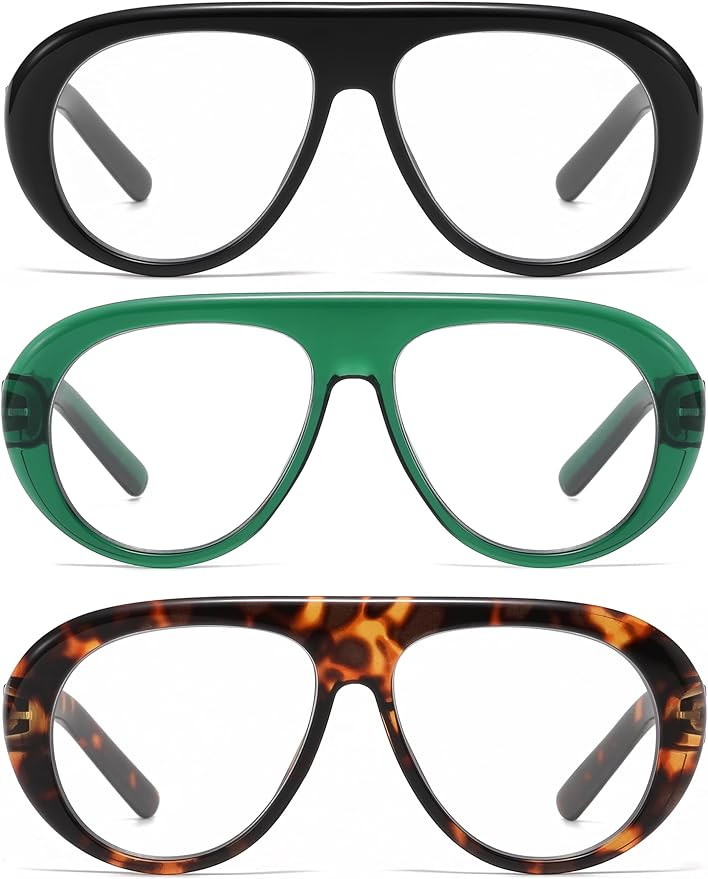 AMOMOMA 3 Pack Retro Oversized Aviator Reading Glasses for Women Men,Trendy Blue Light Blocking R... | Amazon (US)