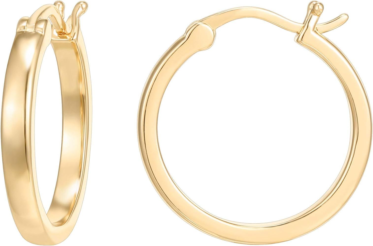 14K Gold Plated 925 Sterling Silver Post Lightweight Hoops | Gold Hoop Earrings for Women | Amazon (US)