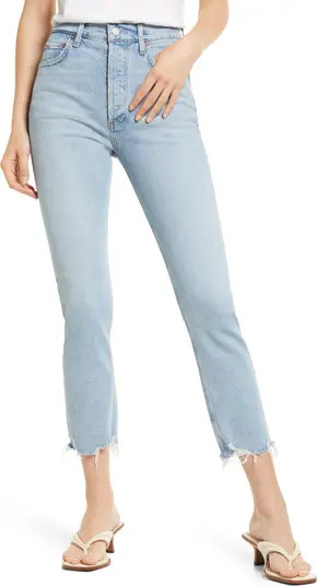 Riley High Waist Chewed Hem Jeans | Nordstrom