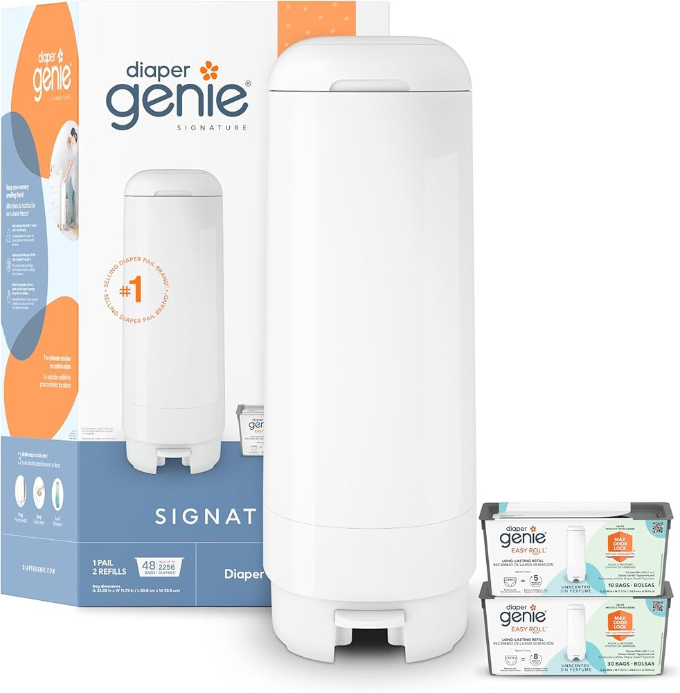 Diaper Genie Signature Gift Set | Includes Easy Roll Refill with 48 Bags | Holds Up to 2256 Newbo... | Amazon (US)