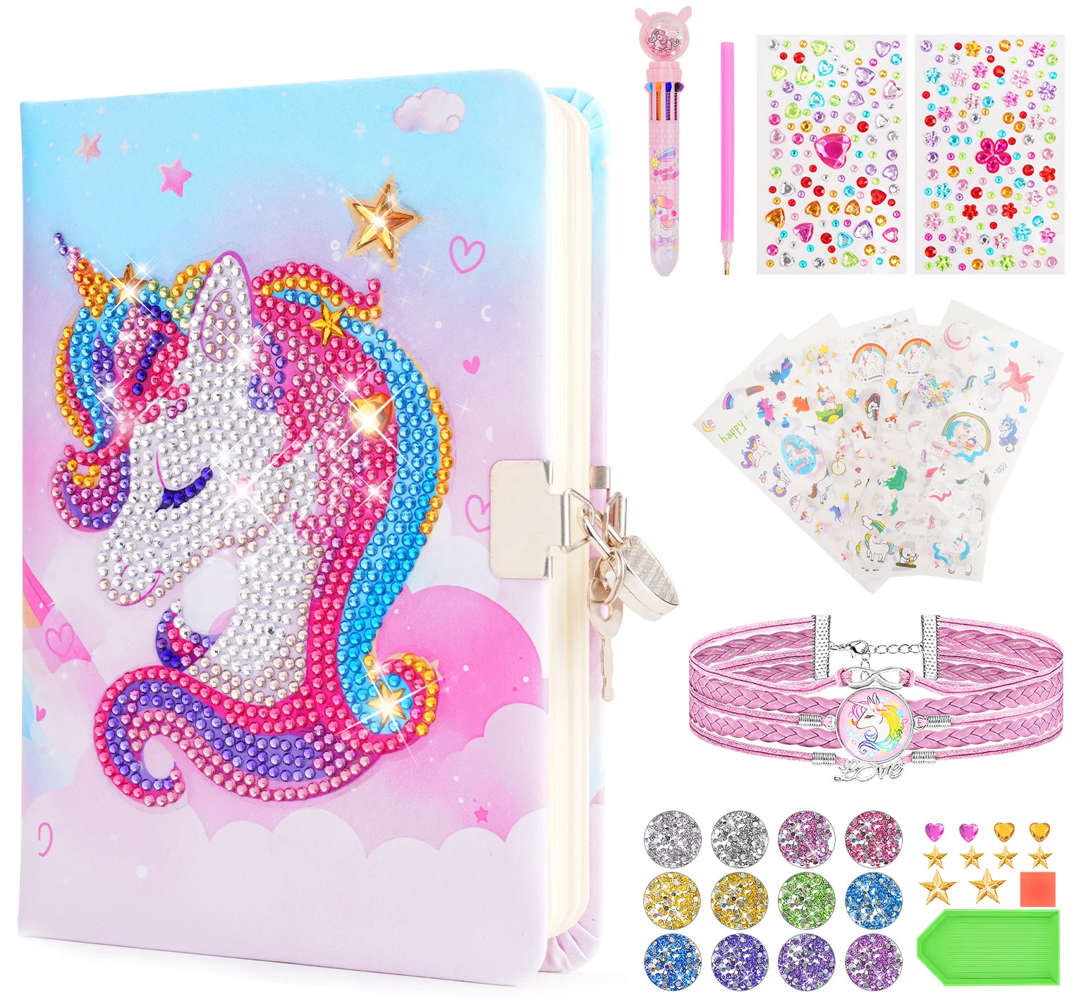 Celecstan Diamond Painting DIY Journal Kits, Girls Toys Age 6-8-12, Unicorn Notebook Journaling S... | Walmart (US)