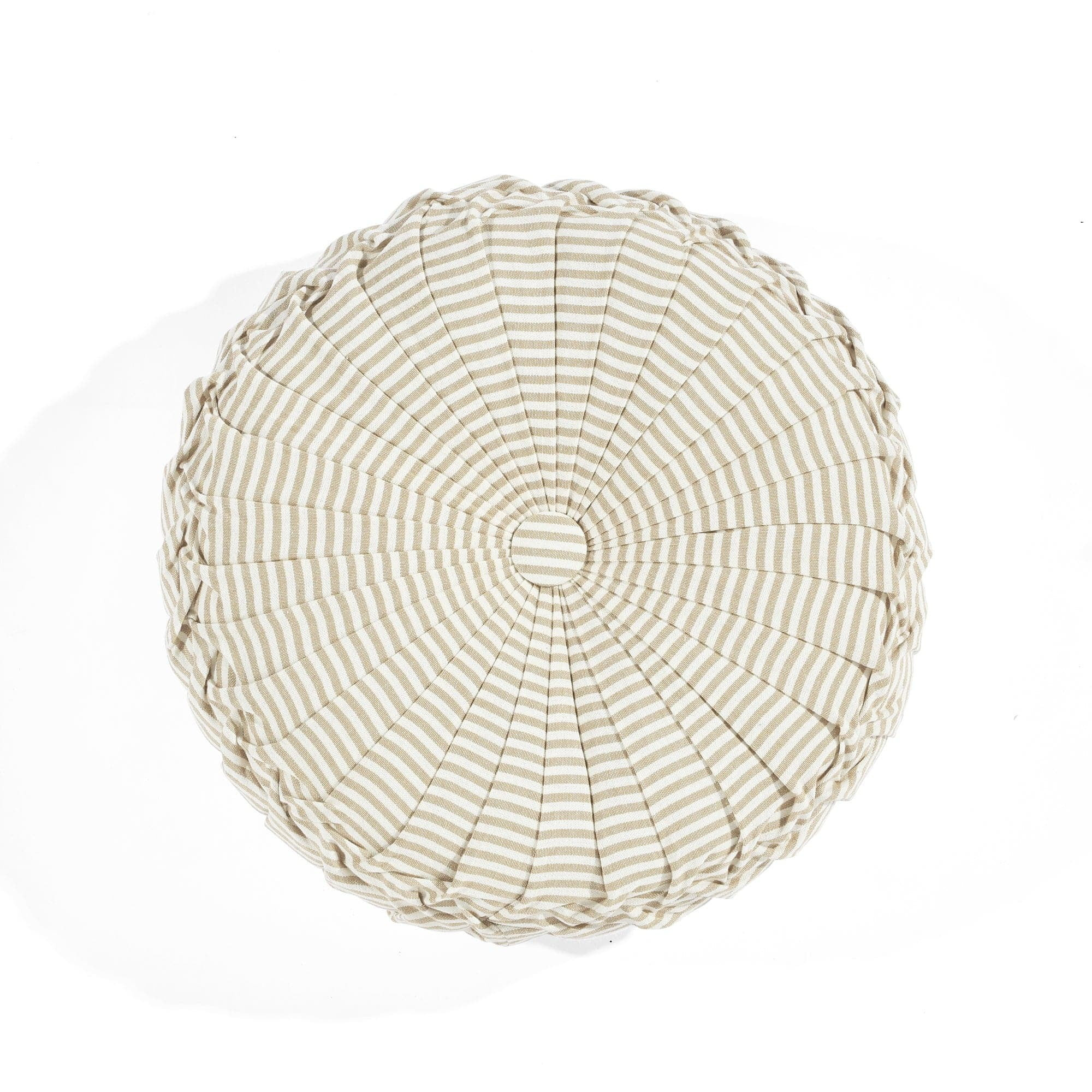 Farmhouse Ticking Stripe Yarn Dyed Pleated Decorative Pillow Neutral Single 14" Diameter | Walmart (US)