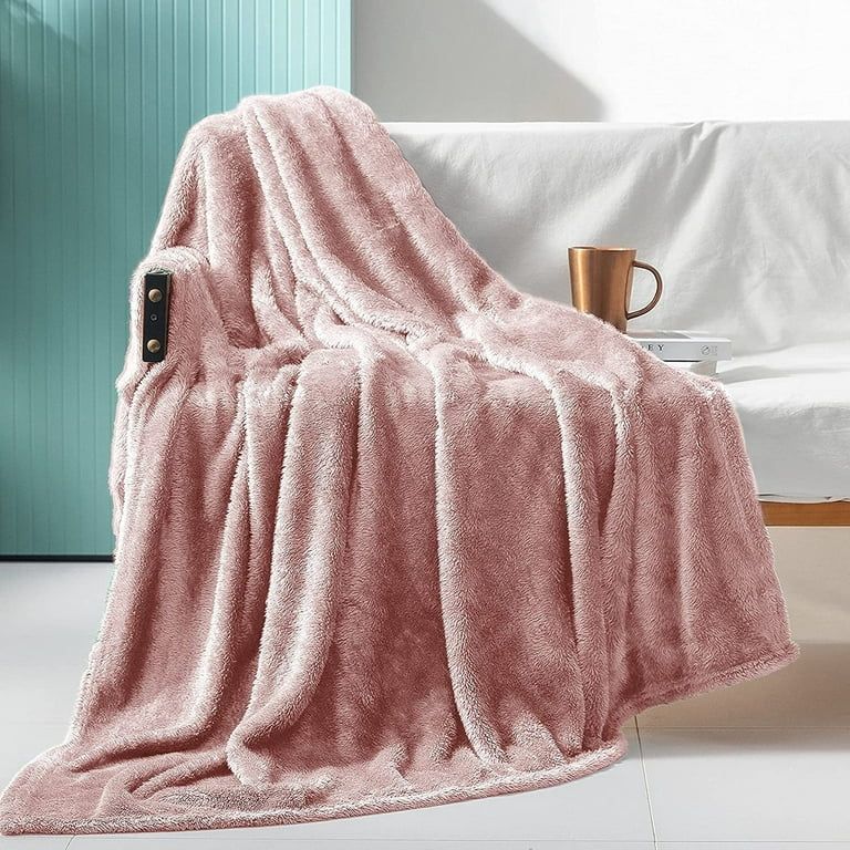 Exclusivo Mezcla Plush Fuzzy Large Fleece Throw Blanket ( 50" x 70", Dusty Pink)- Soft, Warm& Lig... | Walmart (US)