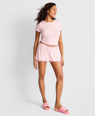 Women's Pointelle Top & Bloomer Shorts Pajamas, 2-Piece Set | Macy's