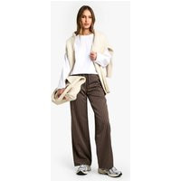 boohoo Women's Drawstring Waist Pinstripe Trousers in Mocha | Size: 8 | Woven | boohoo (US & Canada)