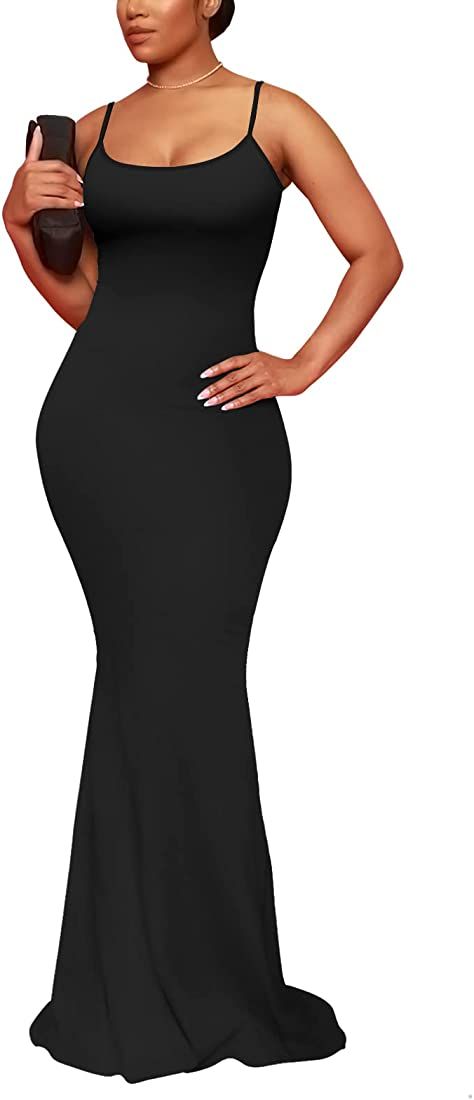 Hafailia Women's Casual Soft Lounge Long Slip Dress Sexy Sleeveless Bodycon Maxi Dresses Evening ... | Amazon (US)