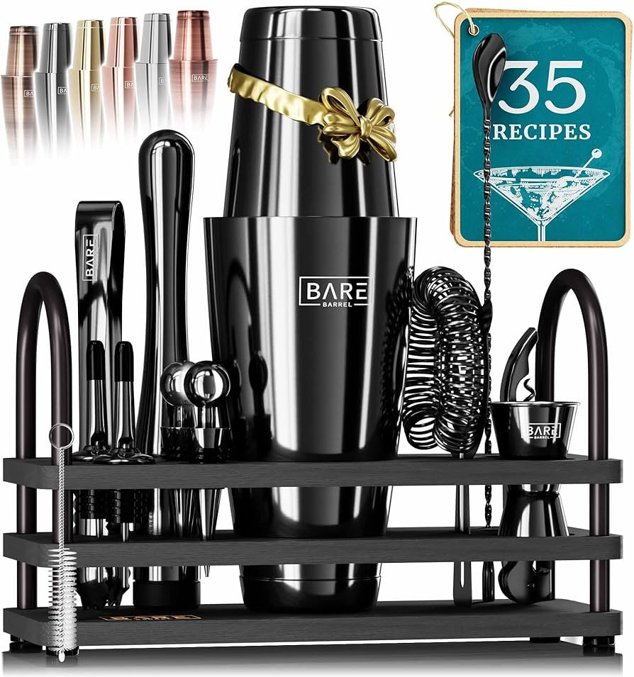 BARE BARREL® Mixology Bartender Kit Bar Set | 14-Piece Cocktail Shaker Set | Martini Barware Mix... | Amazon (US)