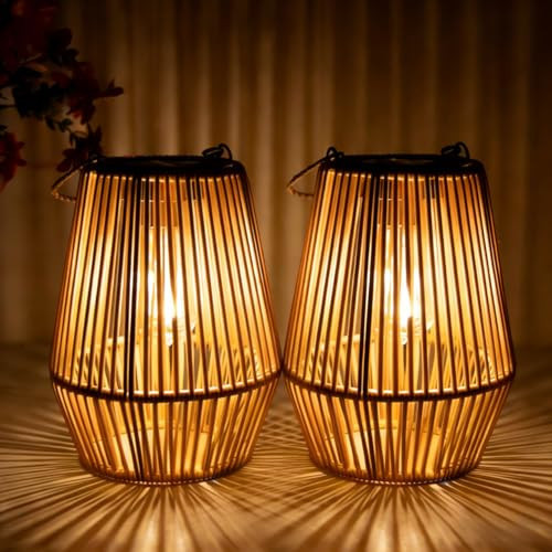 Solar Lanterns Outdoor Waterproof, Hanging Solar Lanterns Outdoor Gifts for Women Mom Grandma LED Garden Decor for Yard, Patio, Backyard, Porch, Trees, Lawn, Pathway (2 Pack) | Amazon (US)
