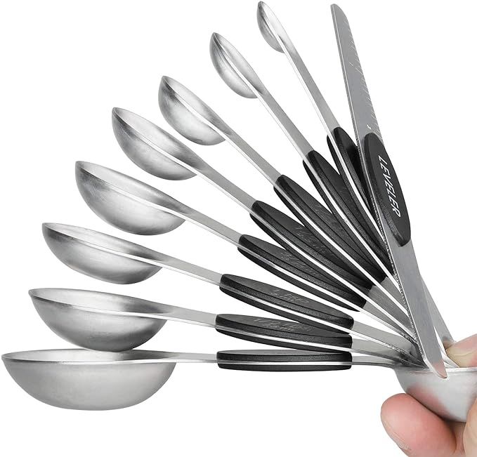 Magnetic Measuring Spoons Set of 9 Stainless Steel Double Sided Stackable Teaspoon Tablespoon for... | Amazon (US)