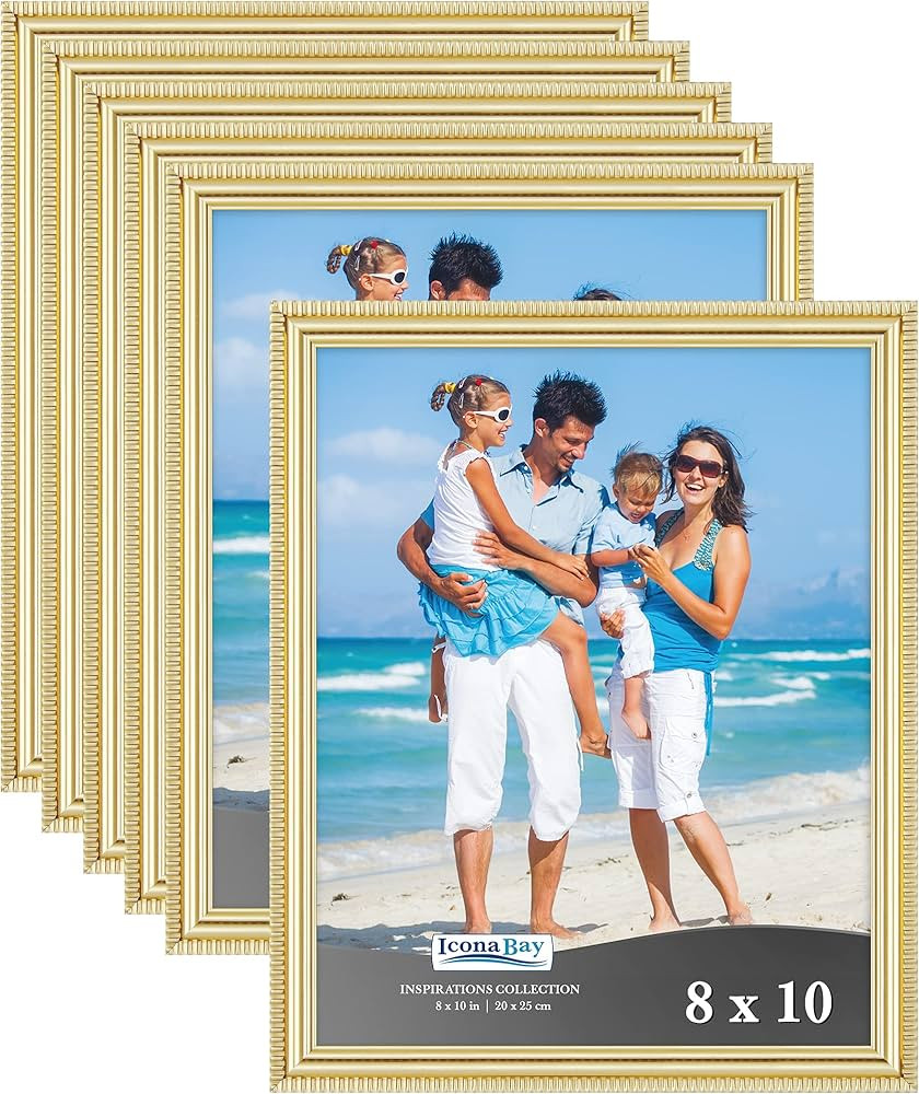Icona Bay 8x10 Picture Frames (Gold, 6 Pack), Beautifully Detailed Molding, Contemporary Picture ... | Amazon (US)