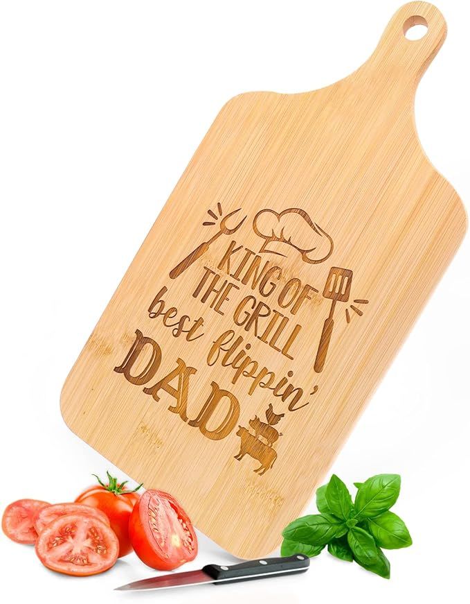 Dad's BBQ Wood Cutting Board with Handle Dad Birthday Gifts Bamboo Cutting Board Butcher Block Be... | Amazon (US)