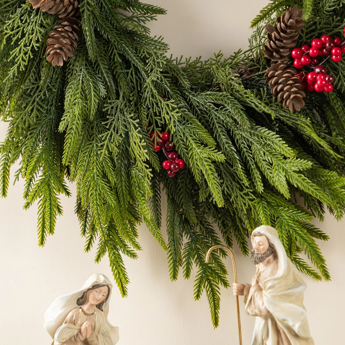 The Holiday Aisle® 24"D Christmas PE Dripping Wreath With Pinecones And Red Berries & Reviews | ... | Wayfair North America
