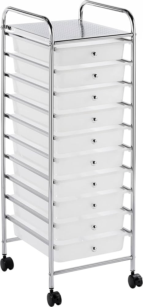 Yaheetech 10 Drawer Cart Rolling Plastic Storage Cart and Organizer Multipurpose Mobile Rolling U... | Amazon (US)