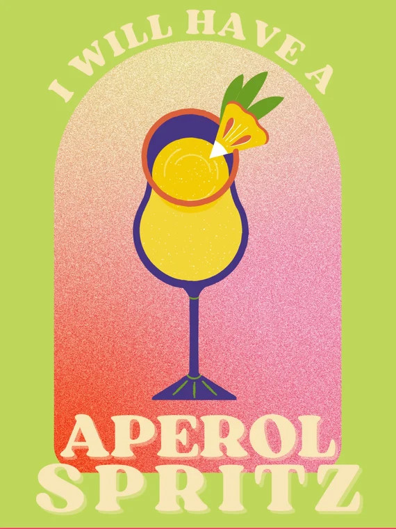 Aperol Spritz Print Colorful Cocktail Printable Wall Art Bar - Etsy | Etsy (US)