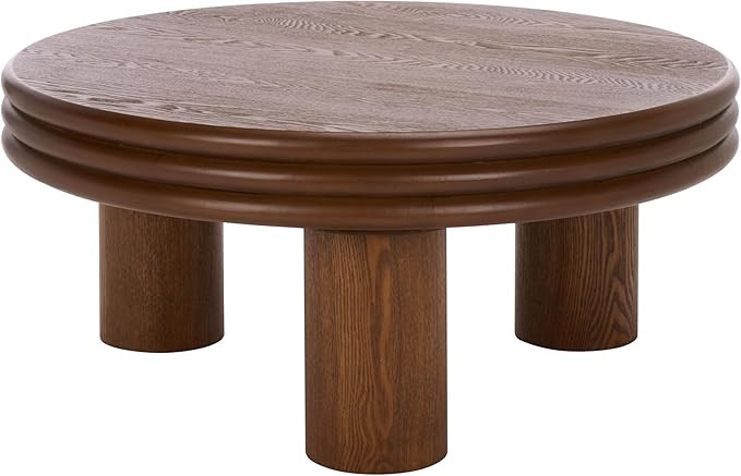 SAFAVIEH Home Collection – Averny Walnut Round Coffee Table, Modern Sculptural Pedestal Leg Liv... | Amazon (US)