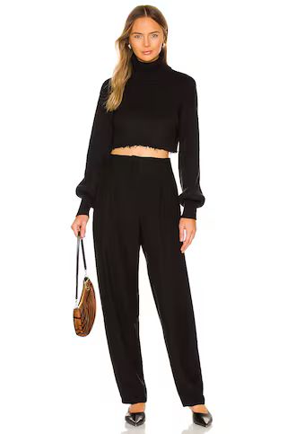 L'Academie Lucia Cropped Turtleneck in Black from Revolve.com | Revolve Clothing (Global)