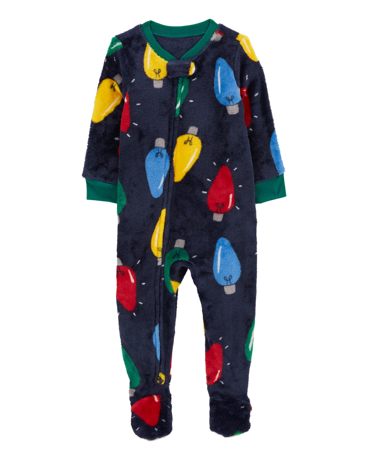 Baby 1-Piece Christmas Lights Velboa Footie Pajamas | Carter's Inc