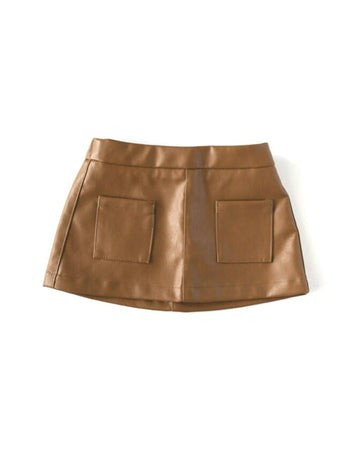 Katie Pocket Mini Skirt - Brown Leather | Bailey's Blossoms
