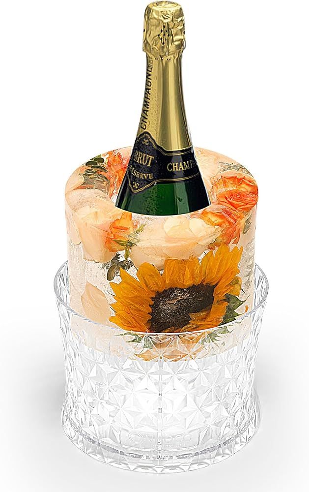 Ice Bucket Mold,Ice Mold,Wine Bottle Chiller Champagne Ice Bucket Floral DIY Ice Bucket Mold for ... | Amazon (US)