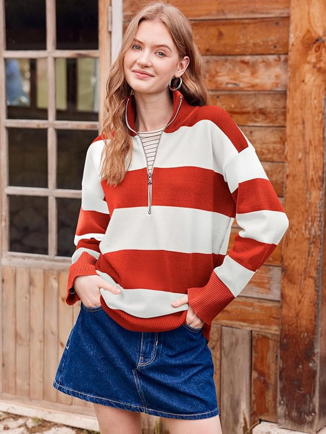 Yousify Oversized Womens Sweaters Fall 2025 Half Zipper Turtleneck Sweater Long Sleeve Tops S-2XL | Amazon (US)