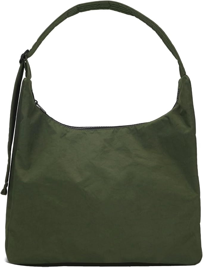 Nylon Shoulder Bag - Adjustable Quilted Strap, Structured Slouchy Design with Interior Zip Pocket | Amazon (US)