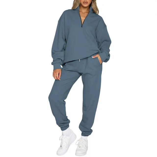 Aleumdr Women's Lounge Sets Long Sleeve Pullover Long Sweatpants Two Piece Outfit Tracksuit Sweat... | Walmart (US)