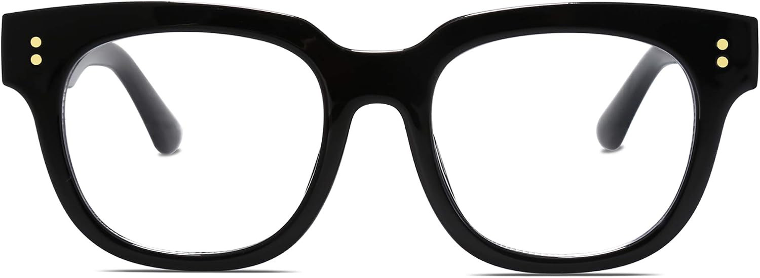 SOJOS Oversized Square Anti Blue Light Blocking Glasses for Women Thick Computer Eyeglasses Double Metal Studs SJ5053B | Amazon (US)