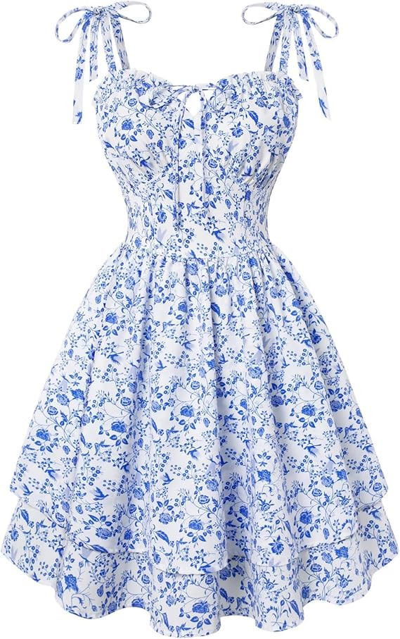 Scarlet Darkness Floral Mini Dress for Women Teens Summer 2026 Fairy Corset Sundress Graduation D... | Amazon (US)