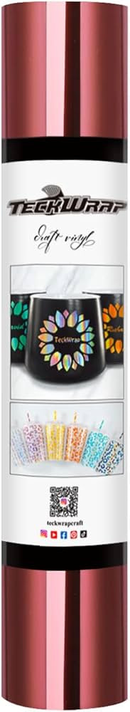 TECKWRAP Chrome Vinyl Bubble Free Metallic Adhesive Craft Vinyl with Air Channels 1ftx5ft, Wine R... | Amazon (US)